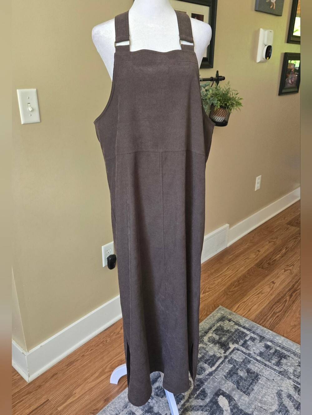 AGB Byer California Olive Green Maxi Apron Pinafore Dress